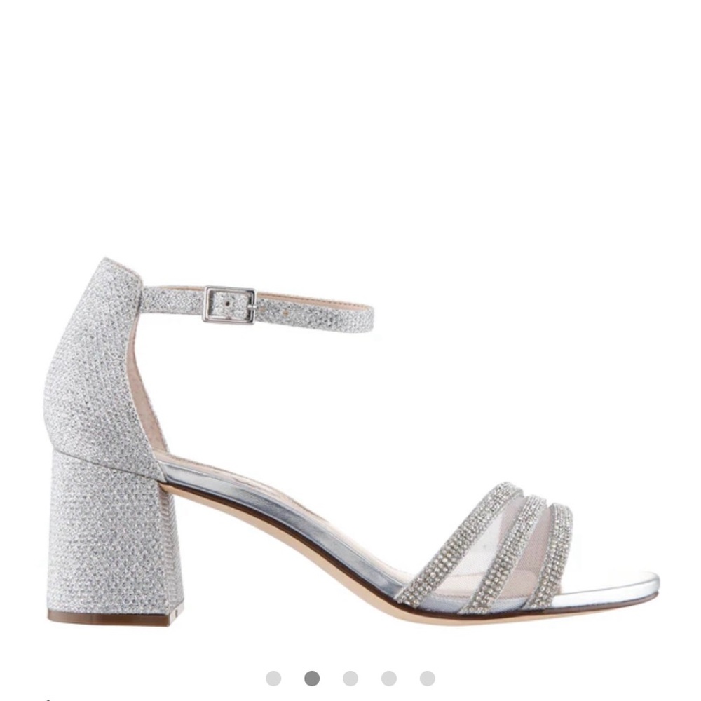 Nina Nagida Silver Metallic Textured Block-heel sandal size 8M - Picture 2 of 14